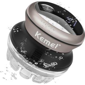 KEMEI Professional Hair Clippers for Men, Automatic Circular Hair Trimmer, Cordless Self-Haircut Kit with LED Display, KM-887 Silvery