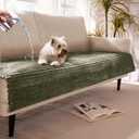 Meider Dual Non-Slip Couch Cover for Dogs Waterproof, Fuzzy Soft Pet Couch Covers for Sofa 3 Cushion, Pet Friendly Soft Dog Bed Covers Sofa Cover Washable (Sage Green, 33" x 85" 1 Pack)
