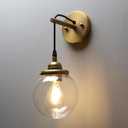 KCO Phansthy Vintage Glass Wall Sconce, Hanging Wire Indoor Wall Lamp, 5.9" Globe Wall Lighting Fixture Adjustable Hanging Cord, Home Decor Art Wall Light Hardwired Farmhouse Wall Sconce (Black)