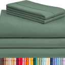LuxClub 5 PC Split King Sheet Set, Breathable Luxury Bed Sheets, Deep Pockets 18" Eco Friendly Wrinkle Free Cooling Sheets Machine Washable Hotel Bedding Silky Soft - Tree Moss Green Split King