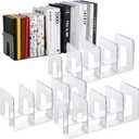 4 Pack Clear Acrylic File Sorter, Sturdy Desktop Book Folder Organizer, 4 Section Purse Handbag Clutch Divider for Closet, Office Storage Rack Holder for Letter, Binder, Document, Electronics