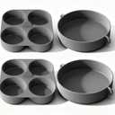 FineMade Silicone Egg Bite Molds for Instant Pot and Sous Vide Egg Bite Maker, 2 Pcs of 4 Inch Large Molds, 2 Pcs of 4-in-1 Mini Molds, Ideal for Breakfast Sandiwches, Healthy Snacks or Desserts