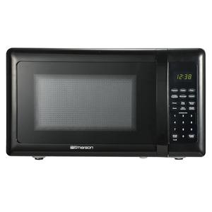 Emerson MW7302B Compact Countertop Microwave Oven with Touch Control, LED Display, 700W, 10 Power Levels, 6 Auto Menus, Glass Turntable and Child Safe Lock, 0.7 Cu., Ft. Black