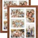 11x13 Collage Frame with 5 Openings 4X6 Pictures, Multiple Picture Frame with Mat, Wall or Tabletop Decor, Carbonized Brown Wood Grain,2 Pack