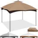 10x12 Replacement Canopy for Allen Roth Gazebo, Double-Tier Roof Cover with Air Vent, Heavy Duty Waterproof Gazebo Cover for Patio Garden Yard (Khaki)