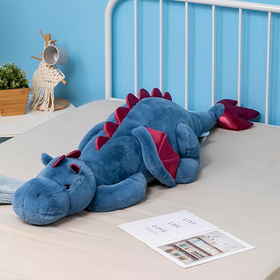 Little Weighted Dragon Stuffed Animal 27.6" 2Lbs, Small Blue Weighted Plush Dragon Toy for Kids and Adults(2025 Weighted Version)