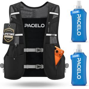 Hydration Vest - Running Vest for Women & Men, 2 Flask 500ml, Phone Pocket, Lightweight Running Hydration Vest Water Backpack, Runners Vest Running Backpack for Hiking & Long Distance Running Stuff (Medium)