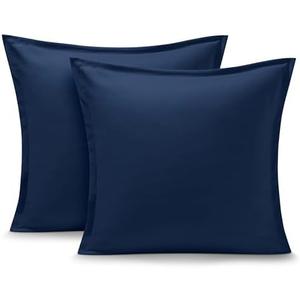 Bare Home Euro Pillow Sham Covers - Set of 2 - Premium 1800 Ultra-Soft Microfiber - Double Brushed - Bed Pillow Shams - Pillows Not Included (Set of 2, Dark Blue)