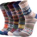 Wool Socks for Women - 5 Pairs Soft Cozy Knit Winter Warm Socks for Women Men
