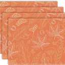 Fall Placemats Set of 4, 12x18 Maple Leaves Table Mat Decor, Seasonal Autumn Table Decors for Thanksgiving Dining Kitchen Holiday Party