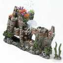 Fish Tank Aquarium Castle Decor, Hiding Spots, Safe for Aquatic Pets to Breed Play & Rest, Freshwater Saltwater Tank Landscaping Accessory