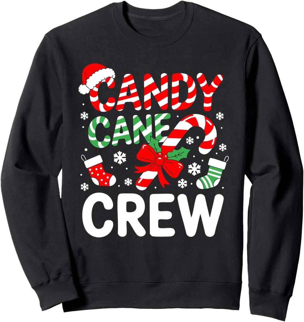 Candy Cane Crew Shirt Adult Men Women Kids Christmas Pajamas Sweatshirt, S