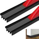 2 Pcs 3 Feet Black Vinyl Door Bottom with Self Adhesive Tape Adjustable Weatherstrip Under Door Bottom Seal with Drip Cap Fits Gaps from 1/4'' to 9/16'' for 1 3/4'' to 2'' Thick Doors