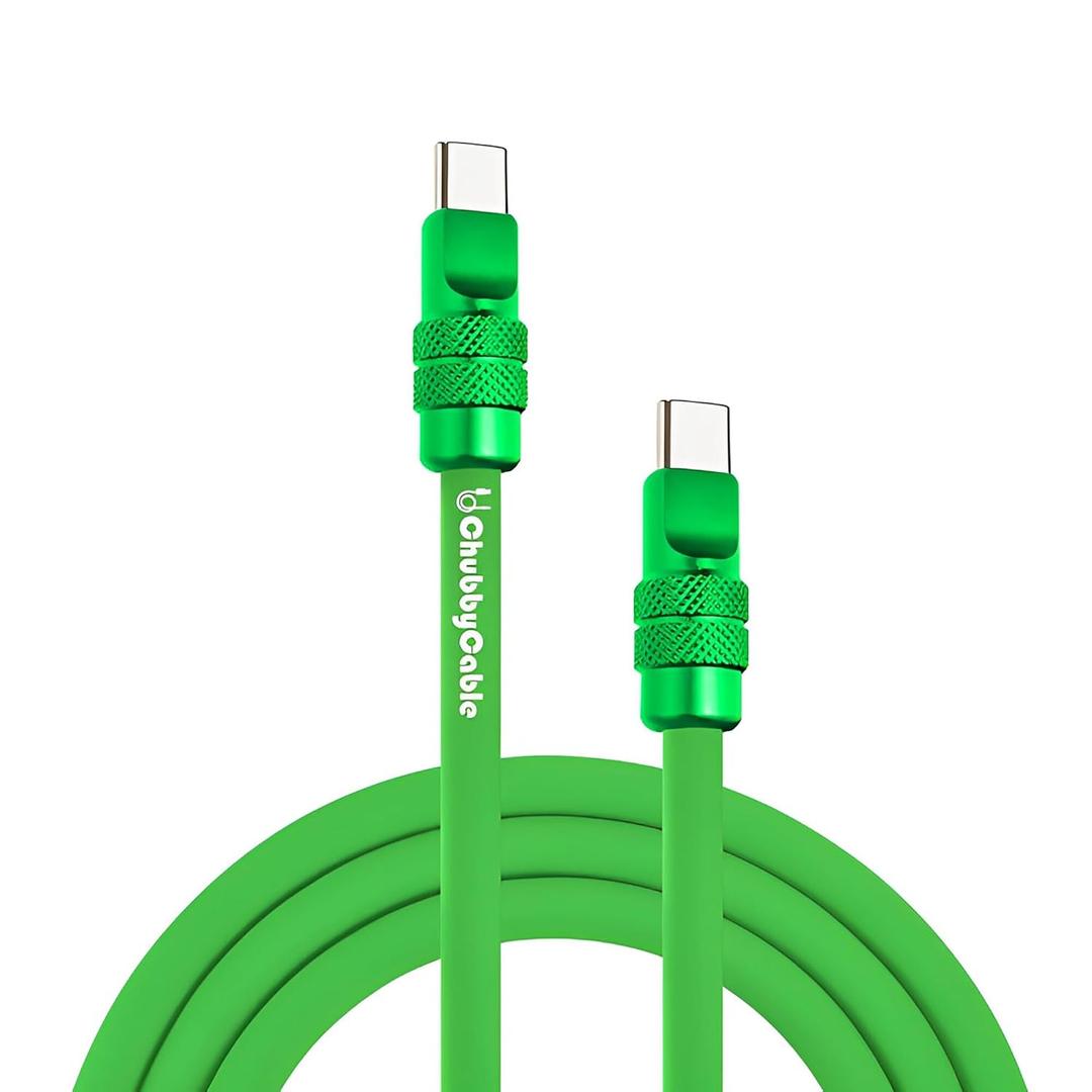 chubbycable Chubby 2.0 Anodized Version - 240W USB C Cable Reflective Shine Charge Cable Silicone Fast Charging Cable, Green, Type C to Type C, 6.6FT (6.6ft (2m))