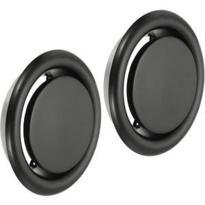 PATIKIL 8 Inch Round Ceiling Diffuser, 2pcs Metal Adjustable Wall Air Vent Diffuser Vent Duct Cover Exhaust Supply for Kitchen Bathroom Garage, Black