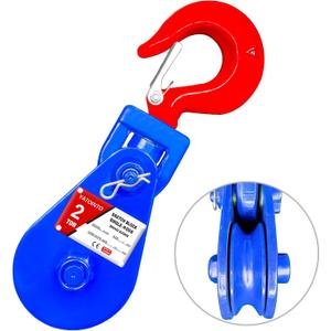 YATOINTO 2 ton Snatch Block with Hook, 3" Sheave 3/8" Inch Wire Rope Snatch Block, 4400lbs Snatch Pulley for Rollback Wrecker Car Hauler Winch