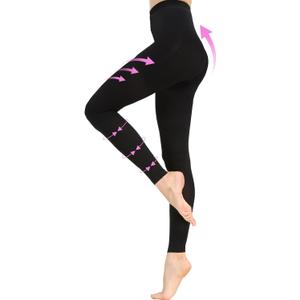 20-30 mmHg Graduated Compression Pantyhose for Women, Footless High Waist Support Compression Tights & Leggings for Swelling Relief, Circulation Boost & Travel Comfort, Black, Large