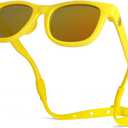 Polarized Baby Sunglasses With Strap - Unbreakable Flexible Infant Sunglasses For Toddlers Newborns 0-24 Months (Yellow)