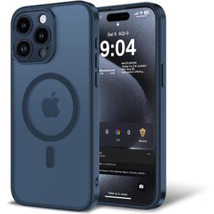 Magnetic Case for iPhone 15 Pro 6.1-Inch, [Compatible with Magsafe][Full Camera Protection] Ultra Slim Translucent Matte Shockproof Protection Phone Cover-Dark Blue