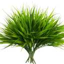 alyptus Artificial Grass Outdoor 12 Bundles Fake Plants Outside Green Onion Faux Greenery Shrubs for Front Porch Planters Pot Dcor for Outdoors (Grass)