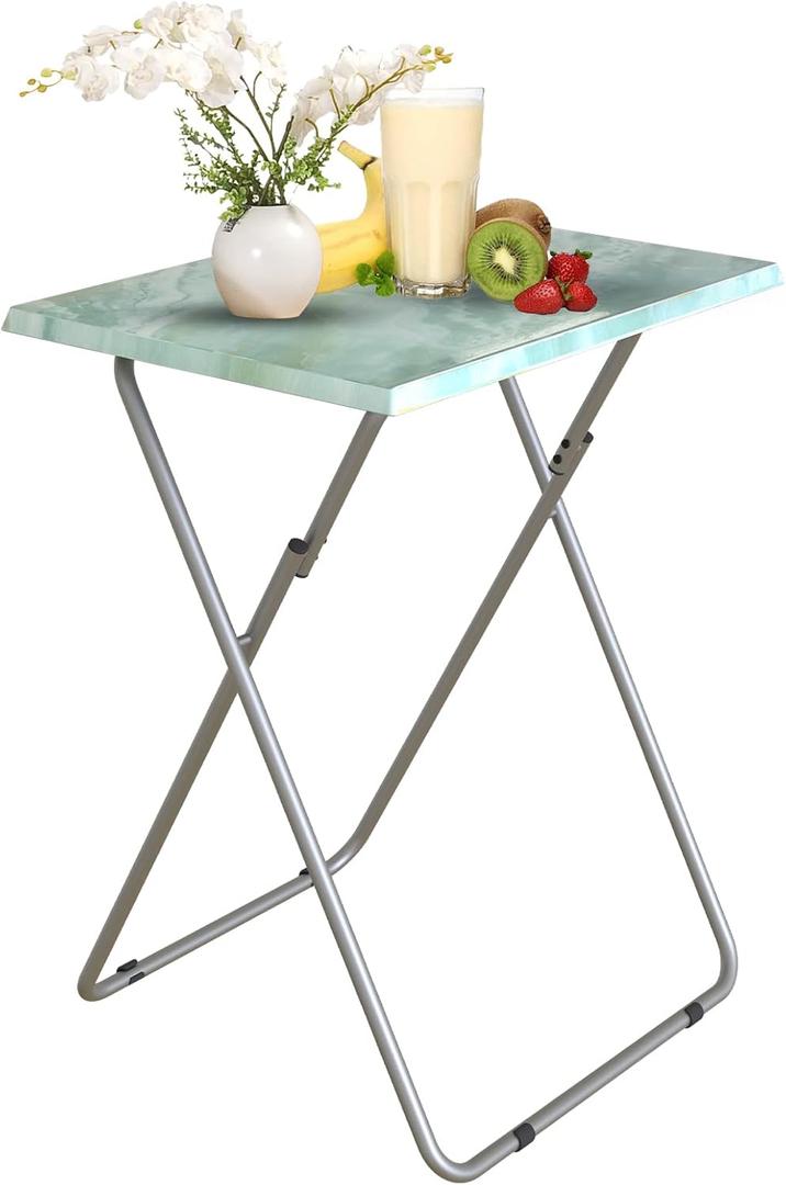 Garden 4 you Folding TV Tray Table TV Dinner Table with Sturdy MDF Top,Eating Trays for Living Room with No Assembly Required 15 x 18.9 x 26 in(Sea Blue,1PC)