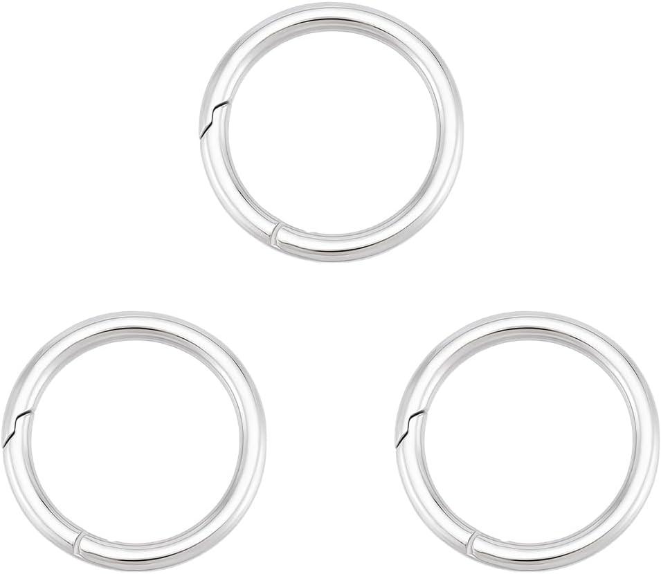 UNICRAFTALE 3pcs Spring Gate Rings Stainless Steel Spring Snap Clip Hooks Trigger Carabiner Clips Round O Rings Metal Keyring Buckle Clasps for Bag Purse Strap Key Chains35x3.5mm
