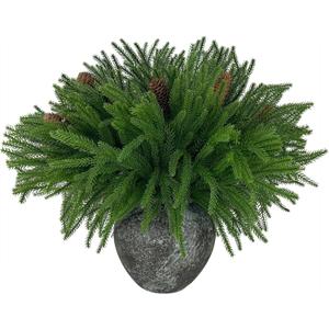 12 Pcs Realistic Christmas Pine 17.7 Inches norfolk pine stems with 5 Big Pinecone christmas decorations Lifelike Greenery Stems for Vases Cedar Wreaths Garland Outdoor Indoor Christmas Decorations