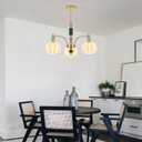 Modern Chandelier White Imitated Silk Shade Chandelier 3 Lights Pendant Lighting Fixture Hanging Pendant Light for Bedroom Dining Room Hallway