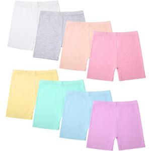 Boyiee 8 Pack Girls Toddlers Dance Shorts Bike Cartwheel Short for Kid Dance Gymnastics Safety Active Under Dress Multicolor(4-5 Years, Bright Color)