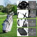 KVV Lightweight Golf Stand Bag with 7 Way Full-Length Dividers, 5 Zippered Pockets, Automatically Adjustable Dual StrapsElegant Design