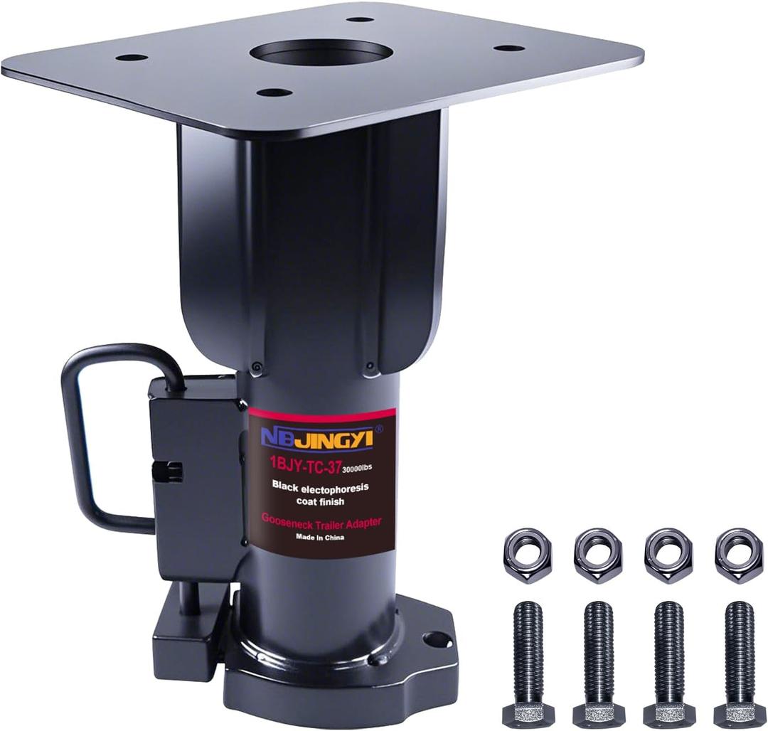 NBJINGYI 5th Wheel to Gooseneck Trailer Adapter - 15" Length, 20,000 lbs Capacity, Remote Release Cable for RV and Horse Trailers