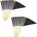 PATIKIL 8x3 Inch Mini Pennant Flags, 20Pcs Wooden Pole Small Handheld Blank Solid Flag on Stick for DIY Graffiti Birthday Carnival Celebration Sports, Black