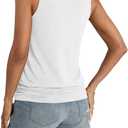 EasyGala Womens Banded Bottom V Neck Tank Tops Sleeveless Cami Shirts Casual Loose Fit Clothes 2026 Summer (White, S)