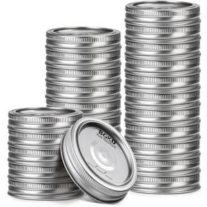 48Pcs Rust-Proof Regular Mouth Mason Jar Lids and Rings, Canning Lids with Bands Regular Mouth for Ball or Kerr, Small Mouth Mason Jars Lid
