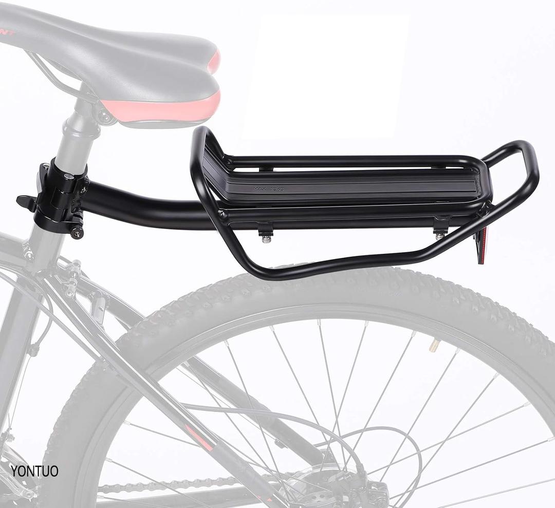Rear Bike Rack with Quickly Release Camp,Retractable Aluminum Alloy Bicycle Cargo Rack,Thickened Frame and Main Tube for 26"-29" Frames Commuter Carrier,Max Weight 22lb,YONTUO