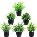 Clearain Fake Plants 6 Packs Artificial Plants Small Faux Plants Black Bathroom Accessories for Bathroom Home Kitchen Coffee Table Office Desk Decor Indoor (Black)