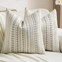 FUTEI Grey White Decorative Throw Pillow Covers 18x18 Inch Set of 2,Soft Cozy Chenille Jacquard Textured Cushion Case,Boho Home Decor for Couch Bed Living Room