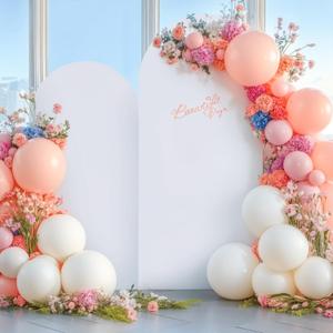White Arch Covers 2 Set-7.2FT, 6FT White Arch Backdrop Cover Spandex Wedding Arch Stand Covers for Bridal Shower Wedding Baby Shower Birthday Party Ceremony Banquet Photo Background Decorations