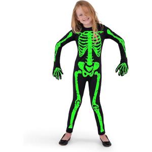 Spooktacular Creations Halloween Skeleton Costume Kids Girls, Toddlers Skeleton Jumpsuit for Cosplay (Black, S)