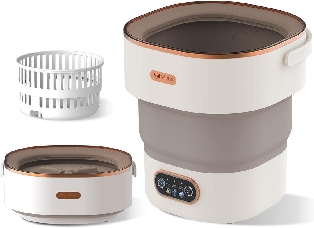 Portable Washing Machine Mini Washer with Spin Basket, 16L Large Capacity Foldable Laundry Machine for Underwear, Socks, Small Clothes, Perfect for Travel, Apartment, RV, Camping, Hotel