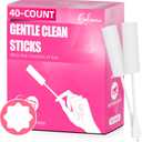 (40-Pack) Calvana White Drip Sticks for Females, Drip Stick Absorbing Sponge, Awkward Essentials, Soft and Comfortable Design, Long Handle Easy Grip, Individually Packaged (0.79*5" 8-point Star40pk)