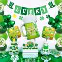 2 x St Patricks Day Balloons Decoration, 5pcs Green Shamrock Aluminum Foil Balloons, Green Clover Leaf Beer Glass Balloon, Irish Day Party Kit for Indoor And Outdoor Celebrations