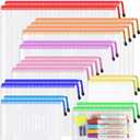 Smarpau 17pcs Mesh Zipper Pouch, 8 Sizes Plastic Zipper Pouches for Organizing, 8 Colors Waterproof Plastic Document Bags for Board Game Storage, Travel, Office Supplies