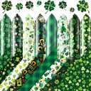 Chinco 8 Sheets St. Patrick's Day Heat Transfer Vinyl 12 x 10 Inch Green Shamrock Iron on Vinyl Printed Heat Transfer 3D Clover Pattern HTV Permanent Self Adhesive Self Sticker for DIY Crafts