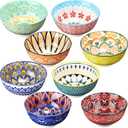 8 Pcs Colorful Ceramic Bowl Set 10 oz 4.75'' Porcelain Kitchen Soup Cereal Serving Bowls for Ramen Rice Dessert Snack Salad Ice Cream Pasta Oatmeal Microwave and Dishwasher Safe (Vintage)