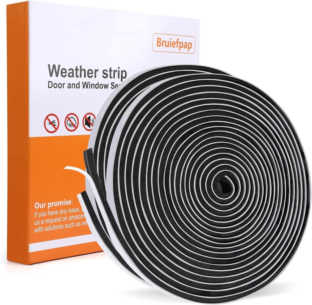 40FT Self-Adhesive Weather Stripping Seal for Door Frames and Sliding Windows, Weatherstripping for Soundproofing, Dustproof, Window Insulation for Winter, 0.35'' Wide x 0.35'' Thick, Black