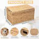 Water Hyacinth Wicker Storage Trunk with Metal Frame 36x20x18.5Inch Large Rattan Basket Decorative Blanket Chest Heavy Duty Storage Chest with Lid for Blankets Extra Bedding Seasonal Clothes, Natural