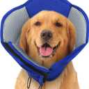 SUNFURA Dog Cone - Soft Cone for Dogs to Stop Licking, Pet E-Collar Alternative After Surgery, Adjustable Pet Recovery Collar for Wound Healing, Blue Large