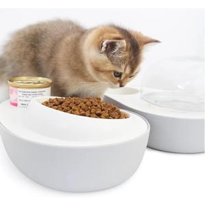 Cat Food and Water Bowl  Avocado Cat Bowl with Water Dispenser Pet Bowl& Small Dogs, Non-Spill, Anti-Choke, Eco-Friendly Dog Feeding Bowl Water Fountain 3-in-1 (Gray&White)