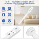 Outlet Extender Stick, Electric Outlet Extender Stretch from 17.7" to 27.6" & Rotate 180°, Easy Access to Hard to Reach Spaces Behind Sofas & Nightstands